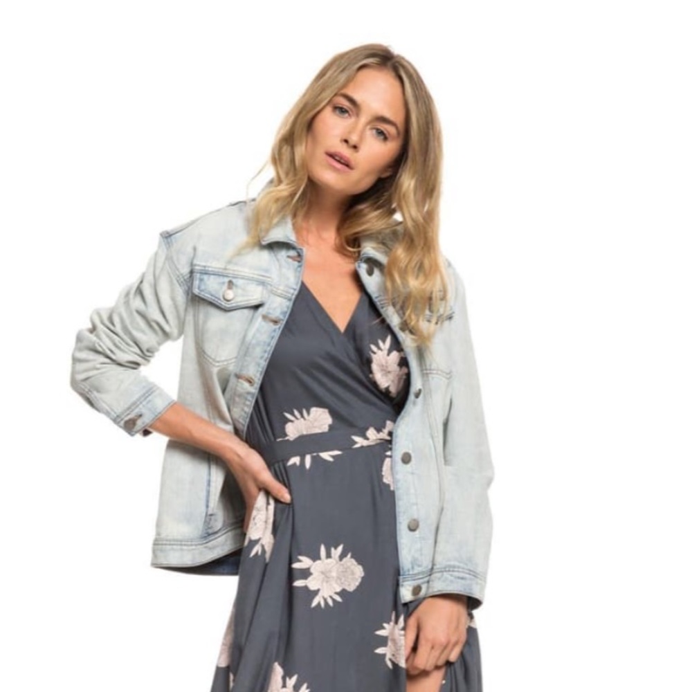 NWT Roxy Midnight Drive Denim Boyfriend Jacket